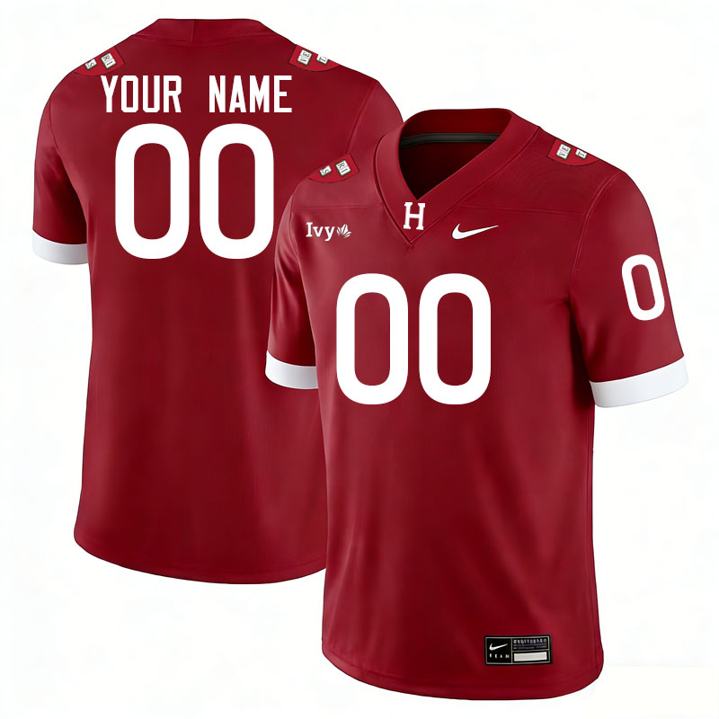 Custom Harvard Crimson Name And Number Football Jerseys,Uniforms-Crimson